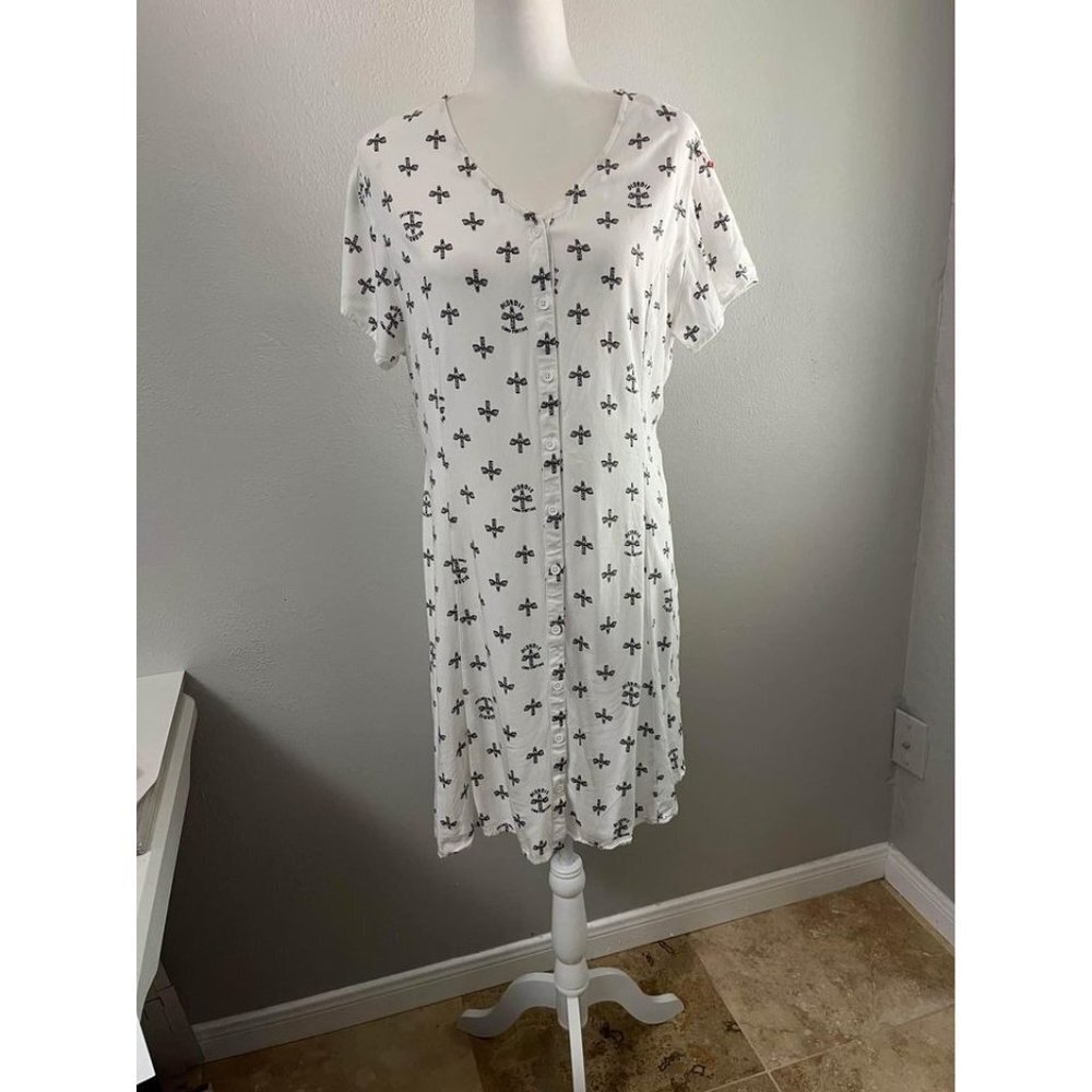 By Junkfood blondie camp Funtime white dress button down size XL